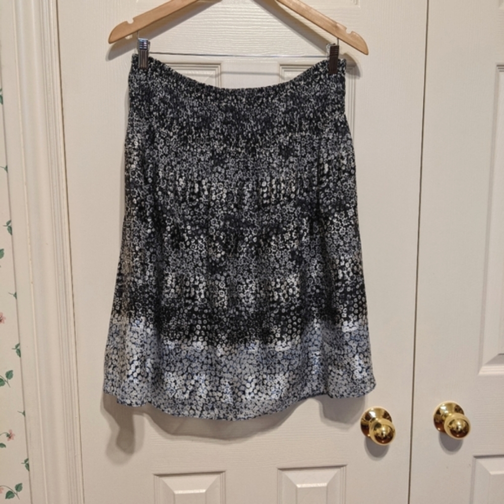 Max Studio black floral midi skirt